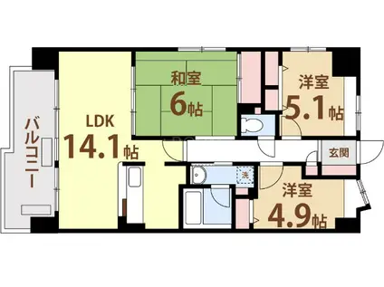 モンセーヌ東三国PL(3LDK/地下階)の間取り写真