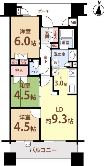 ブランビオ千林PL(3LDK/地下階)の間取り写真