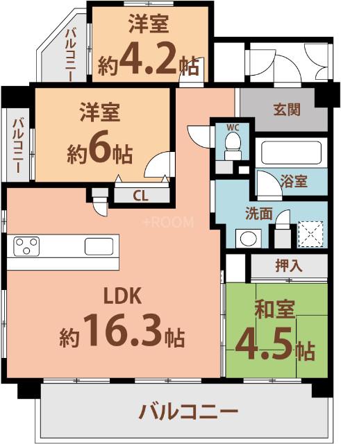 アービング北大阪アルブレッサPL(3LDK/地下階)の間取り写真