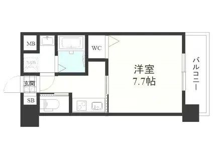 アール大阪リュクスFN(1K/地下階)の間取り写真