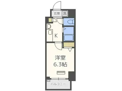 エステムプラザミッドプレイスFNA(1K/地下階)の間取り写真