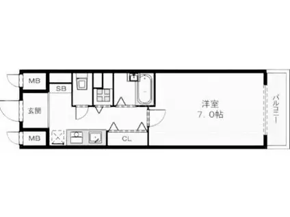 サムティ松屋町FNA(1K/地下階)の間取り写真