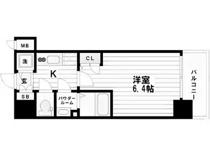 プレサンス中之島公園アティレFNA(1K/地下階)の間取り写真