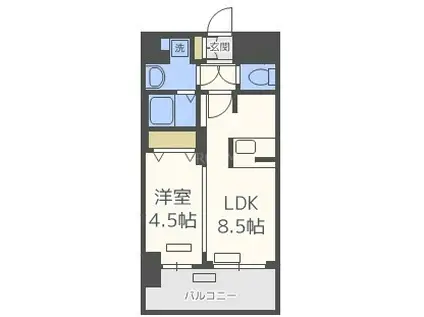 プレサンス新大阪ザ・シティFNA(1LDK/地下階)の間取り写真