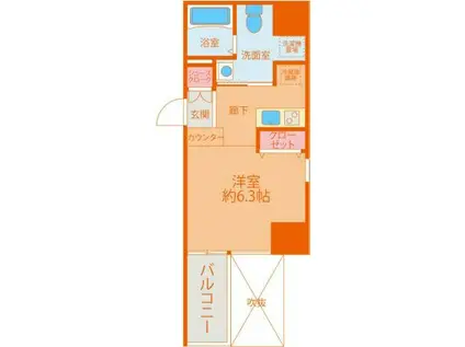 アクアプレイス北浜C(1K/5階)の間取り写真