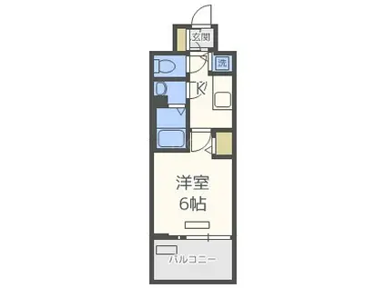 プレサンス梅田東アルファUMM(1K/地下階)の間取り写真