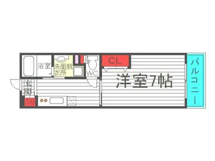 クリスタルグランツ難波南ポルックスUMM(1K/地下階)の間取り写真