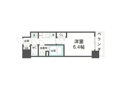 アドバンス大阪ブリスUMM(1K/地下階)の間取り写真