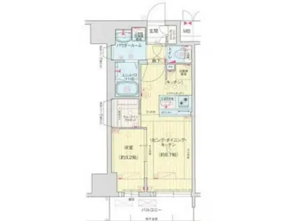 プレサンス桜ノ宮イーサリアルUMM(1LDK/地下階)の間取り写真