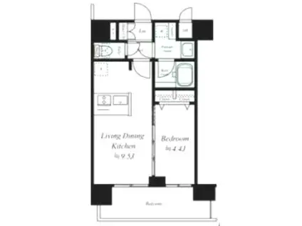 プレサンス大阪天満リバーシアUMM(1LDK/地下階)の間取り写真