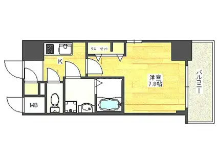 ワールドアイ江坂アルバFNA(1K/地下階)の間取り写真