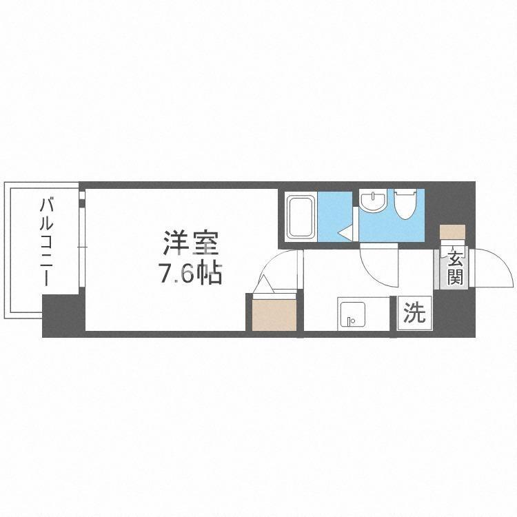 エグゼ難波ウエストリバーUMM(1K/地下階)の間取り写真