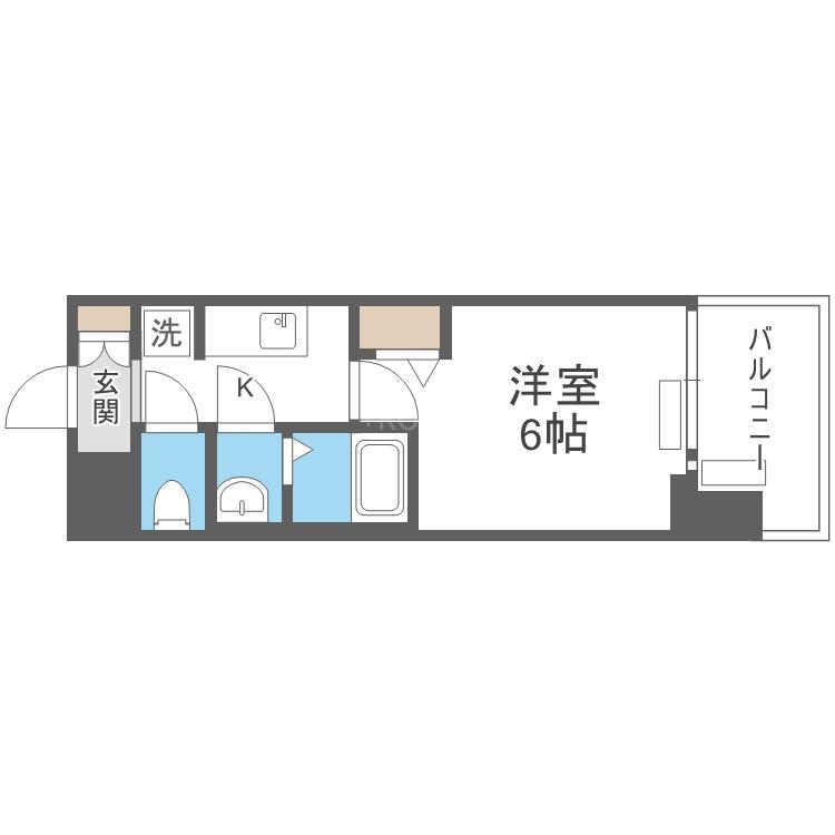 プレサンスOSAKA東成中本ハーヴィルUMM(1K/地下階)の間取り写真