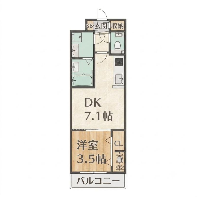 レオンコンフォート天王寺東UMM(1DK/地下階)の間取り写真