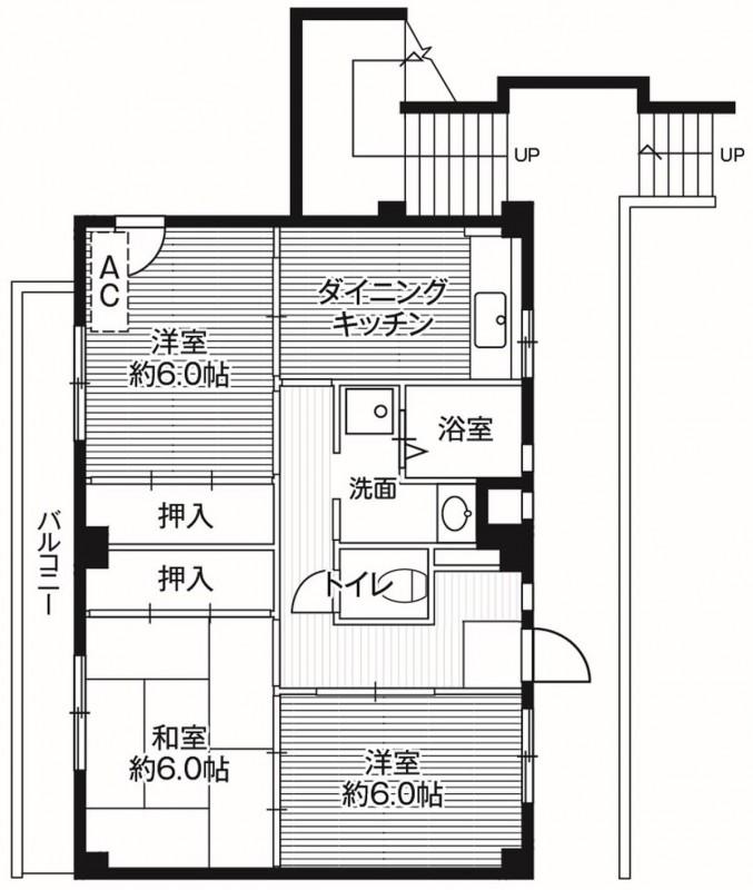 ビレッジハウス上木戸2号棟(3DK/3階)の間取り写真