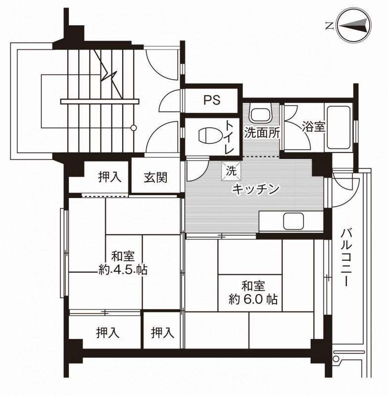 ビレッジハウス三田3号棟(2K/2階)の間取り写真