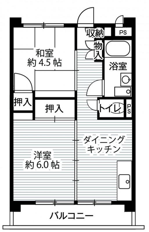 ビレッジハウス向台タワー1号棟(2DK/4階)の間取り写真