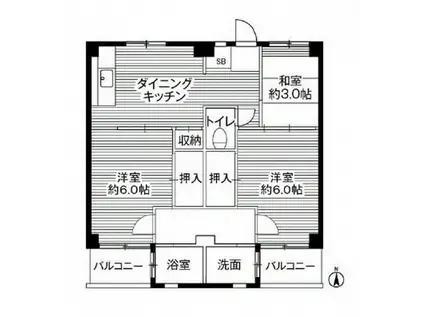 ビレッジハウス中根1号棟(3DK/3階)の間取り写真