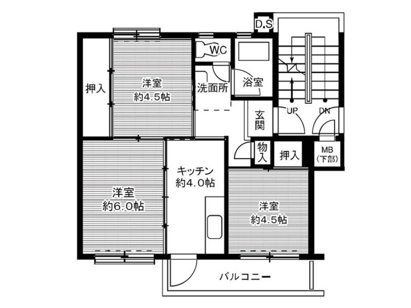 ビレッジハウス笹川32号棟(3K/3階)の間取り写真