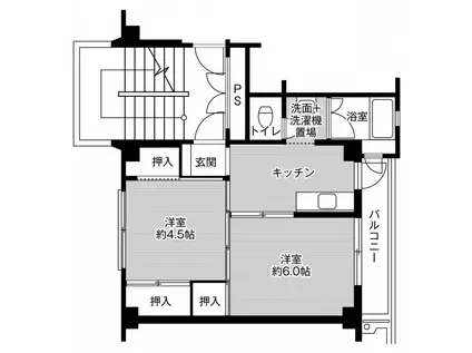 ビレッジハウス上野部2号棟(2K/2階)の間取り写真