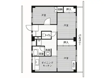 ビレッジハウス四郎丸4号棟(3DK/2階)の間取り写真