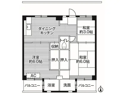 ビレッジハウス鎌倉7号棟(3DK/2階)の間取り写真