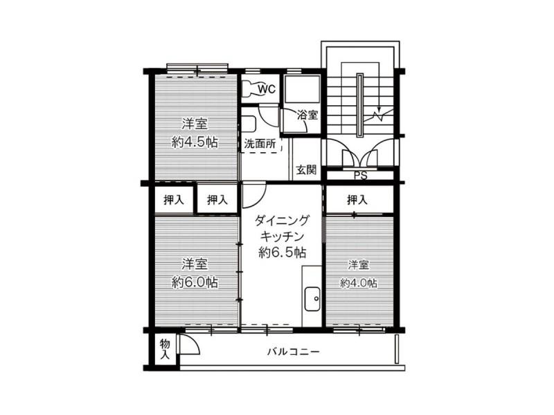 ビレッジハウス笹川34号棟(3DK/5階)の間取り写真