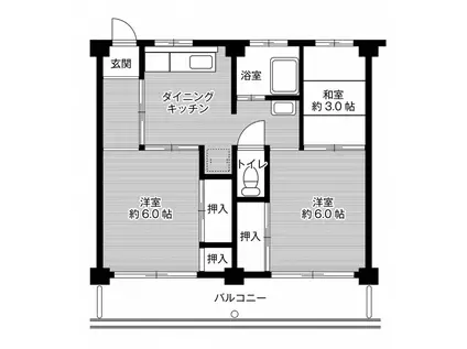 ビレッジハウス東野4号棟(3DK/3階)の間取り写真