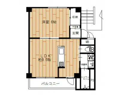 ビレッジハウス真備第二 1号棟(1LDK/1階)の間取り写真