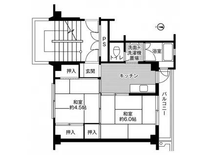 ビレッジハウス白枝2号棟(2K/5階)の間取り写真