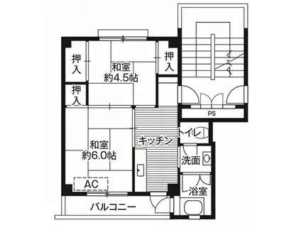 ビレッジハウス秩父1号棟(2K/4階)の間取り写真