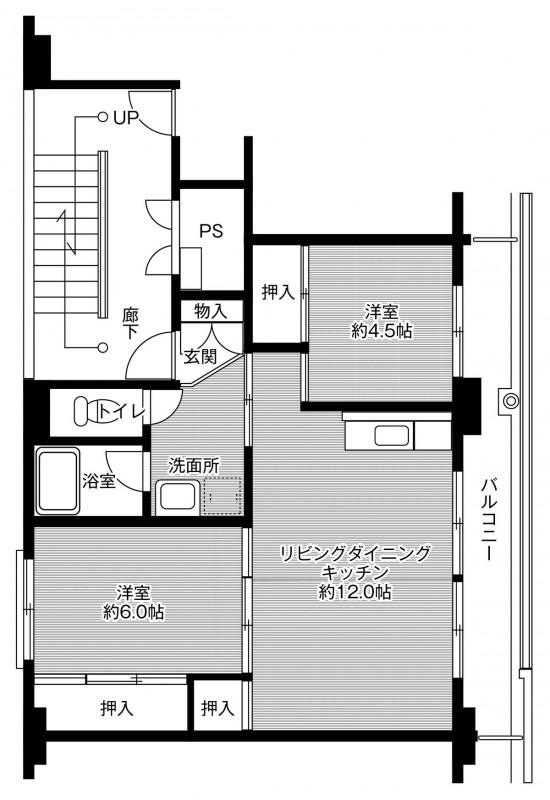 ビレッジハウス鞍手1号棟(2LDK/4階)の間取り写真