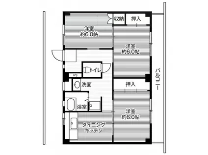 ビレッジハウス水橋1号棟(3DK/1階)の間取り写真