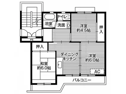 ビレッジハウス中桜田2号棟(3DK/5階)の間取り写真