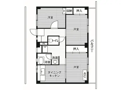 ビレッジハウス不入斗6号棟(3DK/2階)の間取り写真