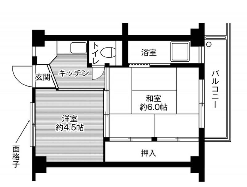 ビレッジハウス 丸山 3号棟(2K/4階)の間取り写真
