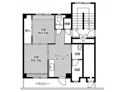 ビレッジハウス馬場 2号棟(2DK/3階)の間取り写真