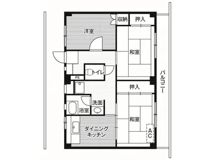 ビレッジハウス公郷3号棟(3DK/4階)の間取り写真