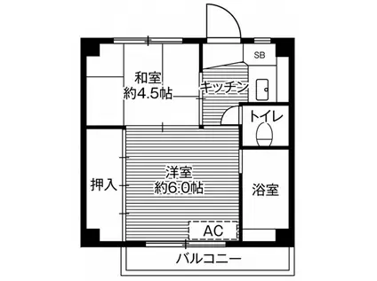 ビレッジハウス北上4号棟(2K/3階)の間取り写真