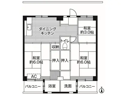 ビレッジハウス浦賀4号棟(3DK/1階)の間取り写真