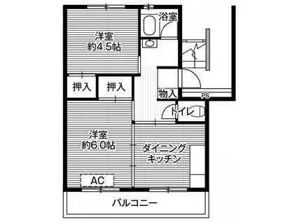 ビレッジハウス台宿4号棟(2DK/4階)の間取り写真