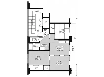 ビレッジハウス櫛形1号棟(3DK/2階)の間取り写真