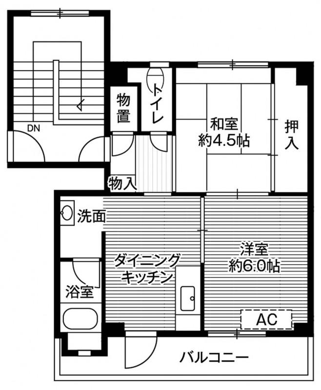 ビレッジハウス長内2号棟(2DK/2階)の間取り写真
