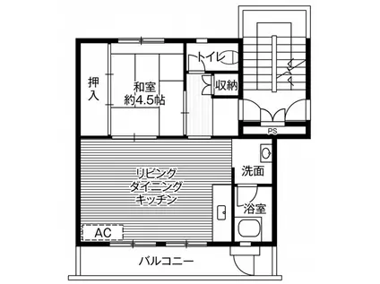 ビレッジハウス烏山1号棟(1LDK/4階)の間取り写真