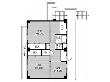 ビレッジハウス津田4号棟(3DK/2階)の間取り写真