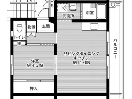 ビレッジハウス飯塚 1号棟(1LDK/2階)の間取り写真