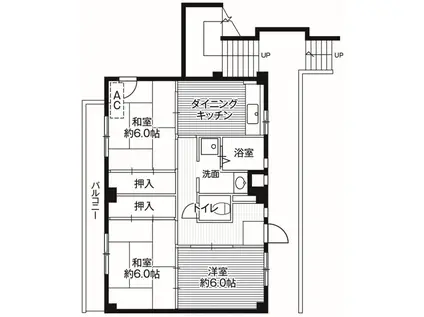 ビレッジハウス山崎3号棟(3DK/4階)の間取り写真