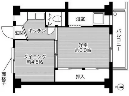 ビレッジハウス城東 4号棟(1DK/4階)の間取り写真