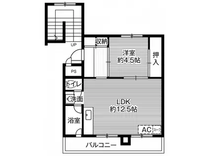 ビレッジハウス留萌2号棟(1LDK/5階)の間取り写真