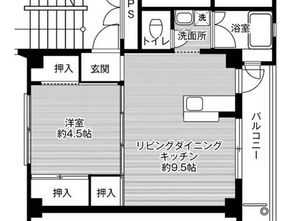 ビレッジハウス境港第二 1号棟(1LDK/5階)の間取り写真